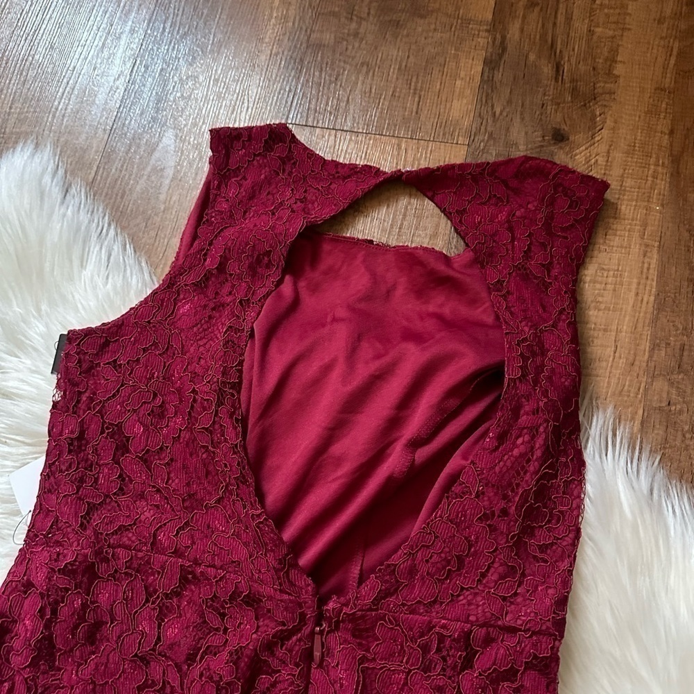 LULU’S Brilliant Babe Wine Red Lace Maxi Dress - Picture 5 of 5
